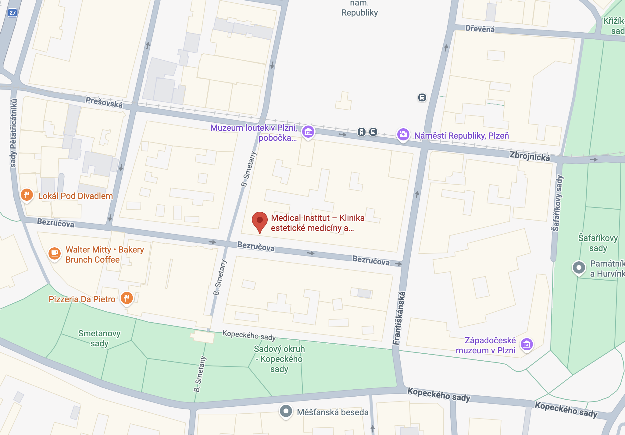 Mapa google - Medical Institut - Odběrné místo